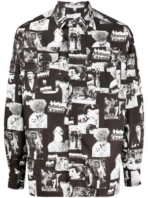 Maison Kitsuné chemise en coton à imprimé graphique - Noir