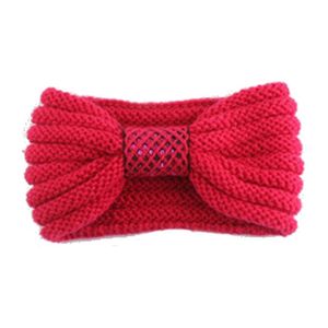 Winter gebreide haarband rood met strik voor dames