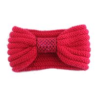 Winter gebreide haarband rood met strik voor dames   - - thumbnail