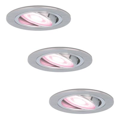 Set van 3 Chandler - Smart inbouwspot - IP20 voor binnen - 5,5 Watt 345 Lumen - Kantelbaar - Wifi + Bluetooth - RGBWW - GU10 - Google Home, Amazon Alexa en Siri - RVS