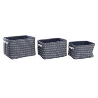 Basket spelset DKD Home Decor Wit Marineblauw 38 x 28 x 25 cm 3 Onderdelen (3 Stuks)