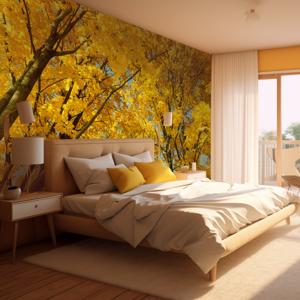 Gele herfstbladeren Fotobehang boom