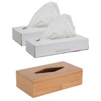 Tissuebox/tissuedoos van bamboe hout B10 x H9 x L23 cm met vulling - thumbnail