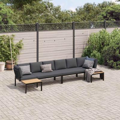 4-delige Loungeset met kussens aluminium zwart