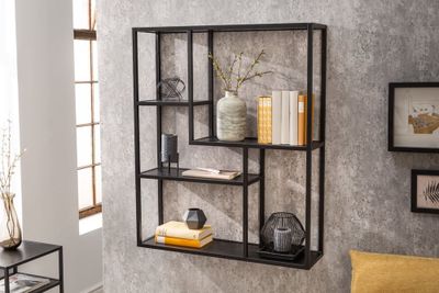 industrieele wandplank SLIM LINE 91cm zwarte essen vijf planken - 42029