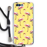 Flamingo's geel: Honor 10 Transparant Hoesje met koord