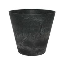 Plantenpot/bloempot in een natuursteen look Dia 17 cm en Hoogte 15 cm zwart   -