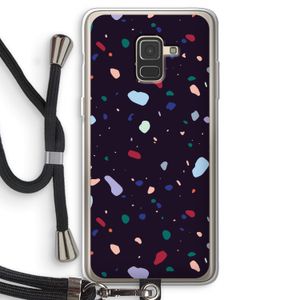 Dark Rounded Terrazzo: Samsung Galaxy A8 (2018) Transparant Hoesje met koord