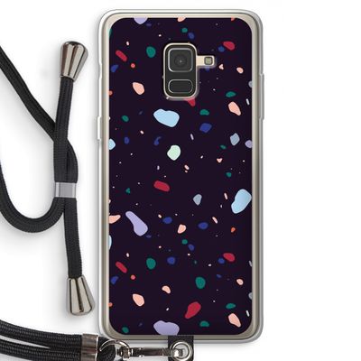 Dark Rounded Terrazzo: Samsung Galaxy A8 (2018) Transparant Hoesje met koord