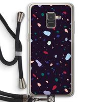 Dark Rounded Terrazzo: Samsung Galaxy A8 (2018) Transparant Hoesje met koord