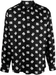 Dolce & Gabbana logo-print silk shirt - Noir