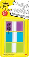 Post-it Index standaard, ft 25,4 x 43,2 mm, blister met 3 kleuren, 20 tabs per kleur