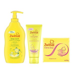 Zwitsal combinatieset: Bad & Wasgel Eucalyptus + Zachte crème + Zeep