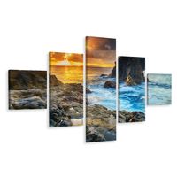 Schilderij - Prachtige zonsondergang boven Zee, Premium Print - thumbnail