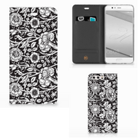 Huawei P10 Plus Smart Cover Black Flowers - thumbnail