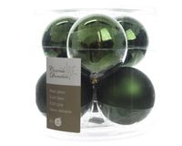 Kerstbal glas glans-mat diameter 8cm Dennen groen - Ksd