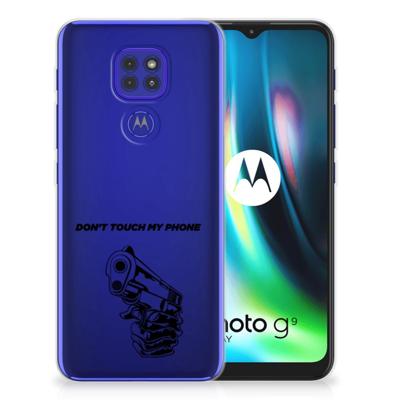 Motorola Moto G9 Play | E7 Plus Silicone-hoesje Gun Don't Touch My Phone Motorola Moto G9 Play | E7 Plus Silicone-hoesje Gun Don't Touch My Phone