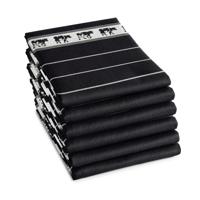 6x DDDDD theedoek 60x55 cm zw/bon zw/wi