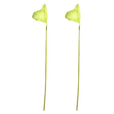 Visnet/schepnet - 2x - bamboe hout - geel - 80 cm