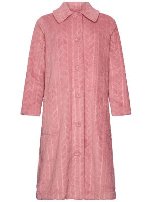 Fleece oudroze badjas knopen