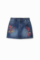 Korte spijkerrok met bloemen - BLUE - 5/6