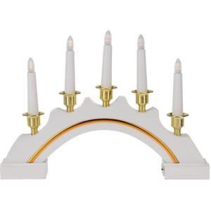 Kerstverlichting kaarsenbrug - wit-goud - kunststof - 5 LED - 37 x 5 x 27 cm