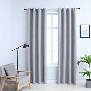 VidaXL Gordijn verduisterend met metalen ringen 2 st 140x245 cm grijs