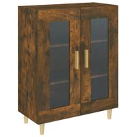 The Living Store Dressoir Gerookt Eiken - 69.5 x 34 x 90 cm - Met 2 glazen deuren - thumbnail