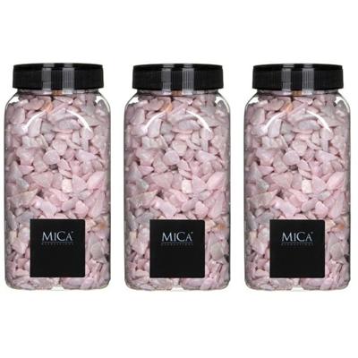 3x mica decorations decoratie steentjes - roze - 650 ml - 5-8 mm - hobbystenen