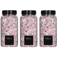 3x mica decorations decoratie steentjes - roze - 650 ml - 5-8 mm - hobbystenen