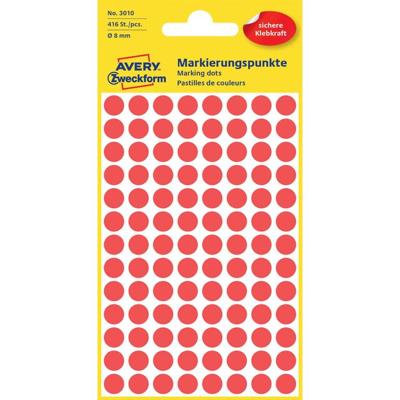 Etiket az 3010 rond 8mm rood 416stuks