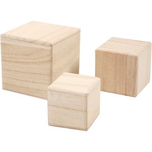 Creativ Company Houten kubussen, set van 3