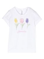 Monnalisa t-shirt à fleurs appliquées - Blanc