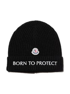 Moncler Enfant bonnet à patch logo - Noir