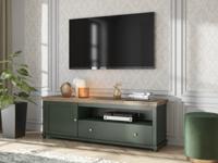 TV-meubel EVOCO 1 deur en 1 lade ribbec eik/groen