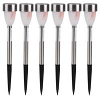 Sunnydays Tuinlampen / prikspot Solar Lumora - 8x - zilver - RVS - waterbestendig - 36 cm