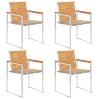 Tuinstoelen 4 st met kussens massief teakhout