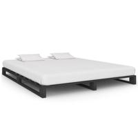 Bedframe pallet massief grenenhout grijs 200x200 cm