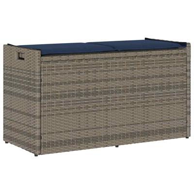 Opbergbank met kussen voor buiten 100 cm poly rattan grijs
