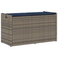 Opbergbank met kussen voor buiten 100 cm poly rattan grijs