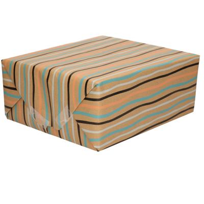 Inpakpapier/cadeaupapier - bruin gekleurde strepen print - 200 x 70 cm op rol