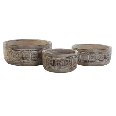 Middenstuk DKD Home Decor Wit Natuurlijk Mangohout 30,5 x 30,5 x 12,7 cm (3 Onderdelen)