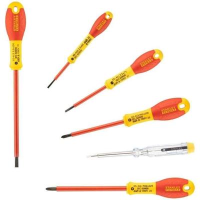 Set van 6 1000V geïsoleerde schroevendraaiers - STANLEY FATMAX - 0-65-441 - Elektricien + Philipps + Tester