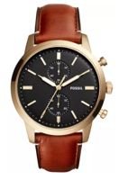 Horlogeband Fossil FS5338 Leder Bruin 22mm