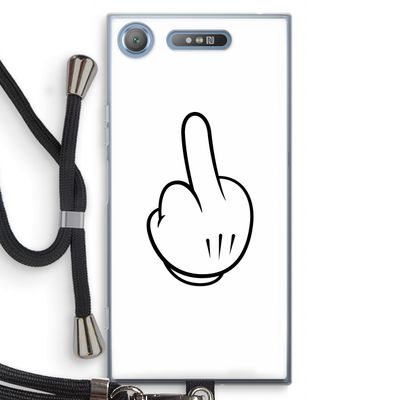 Middle finger white: Sony Xperia XZ1 Transparant Hoesje met koord