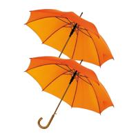 Rainmaster paraplu met houten handvat - 2x - oranje scherm - Dia 103 cm