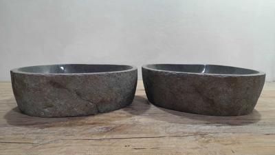 Wasbakken riviersteen set RM250349AB, 48x38x15 cm
