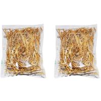 Decoratie stro - 12x zakjes - zakje 14 x 20 cm - grof - hobby materiaal - kerststal stro