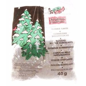 Kerstboom versiering glitter sneeuwvlokjes 40 gram   -