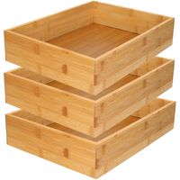 3x stuks kast/lade/make-up sorteer organizer bamboe hout bakje 32 x 24 x 7 cm